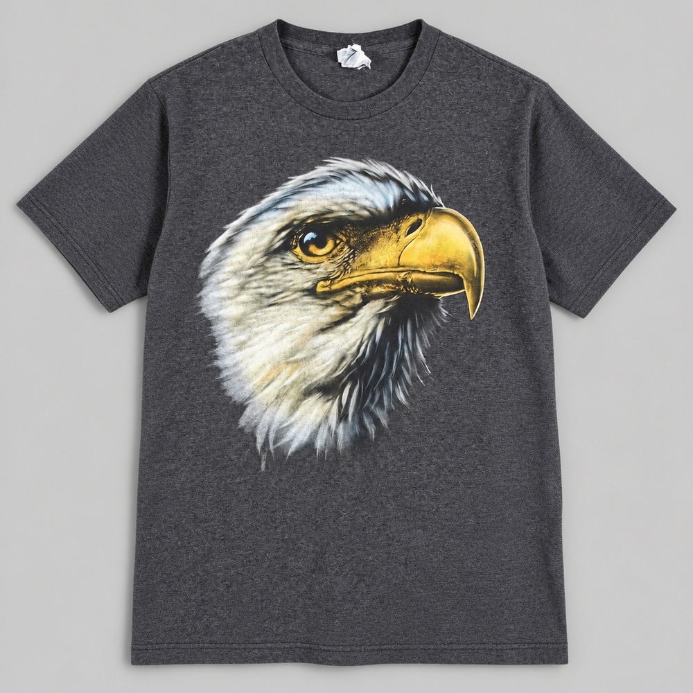 Delta Pro Weight Mens Eagle Graphic T-Shirt Gray Medium Wildlife Nature Retro